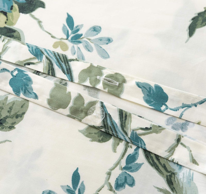 Eikei Exotic Modern Floral Print Bedding Birds Flowers Dusty Grey Design 100% Cotton Duvet Cover 3pc Set Hibiscus Blossom Branches in Muted Gray Blue (King, Citronelle Green) - Image 3